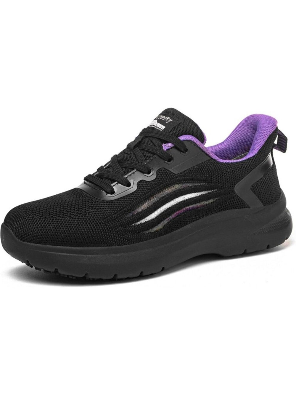 Black Non-Slip Work Sneakers for Women | Lightweight, Breathable, Slip-Resistant